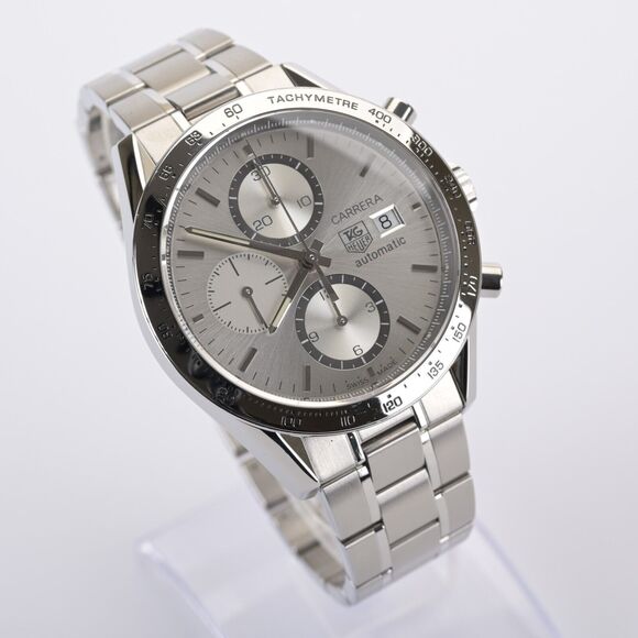 TAG Heuer Carrera Chronograph CV2017 Silver 41mm Men's Watch Full Set - Picture 8 of 12